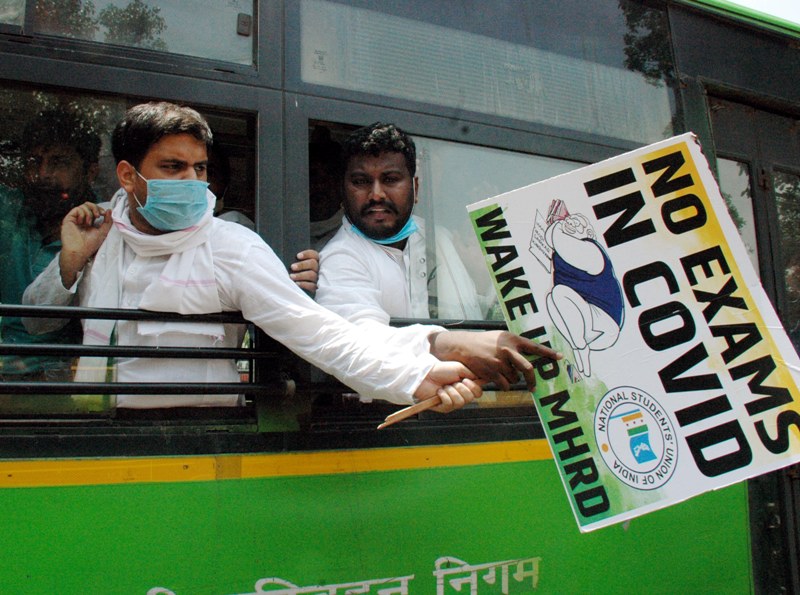 Demonstration in front of the Ministry of Human Resource Development in New Delhi