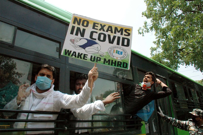 Demonstration in front of the Ministry of Human Resource Development in New Delhi