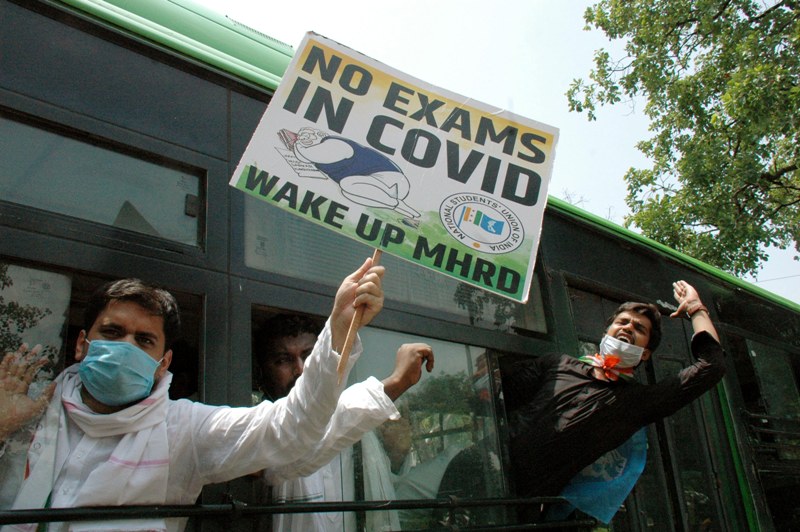 Demonstration in front of the Ministry of Human Resource Development in New Delhi