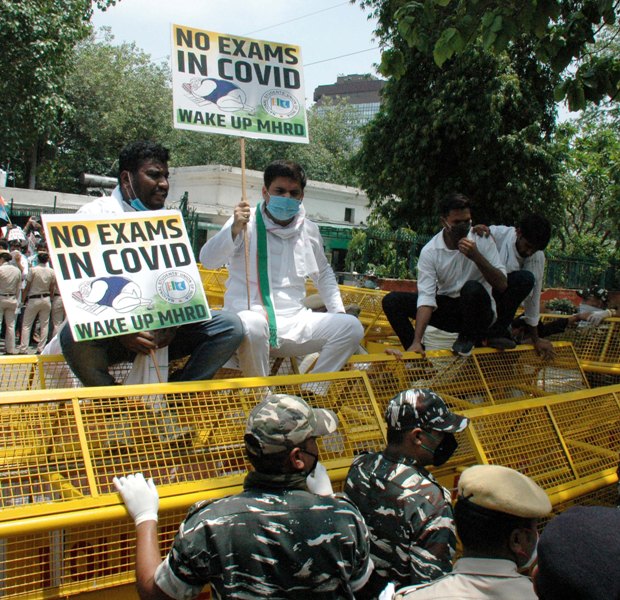 Demonstration in front of the Ministry of Human Resource Development in New Delhi