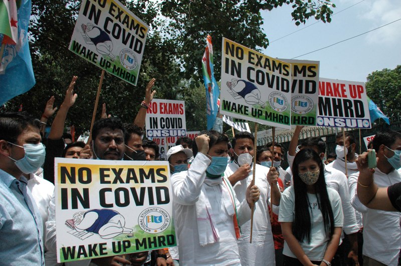 Demonstration in front of the Ministry of Human Resource Development in New Delhi