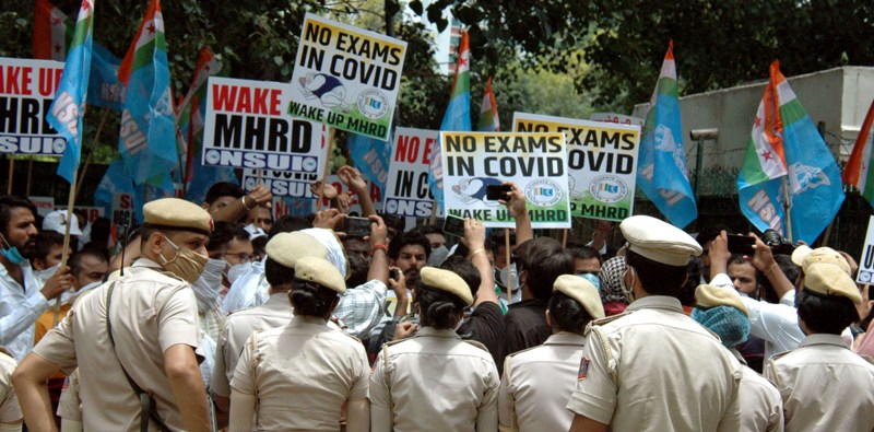 Demonstration in front of the Ministry of Human Resource Development in New Delhi