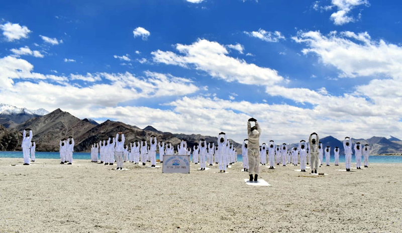 ITBP personnel practice Yoga in Ladakh