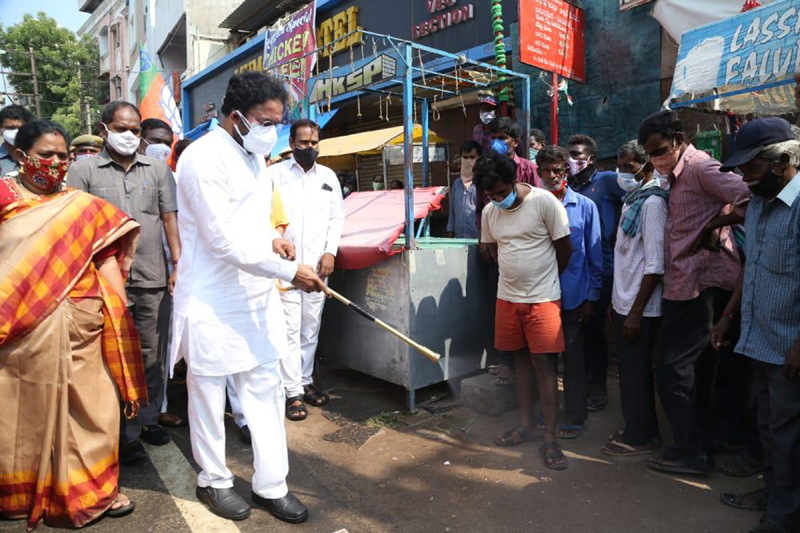 Union minister G Kishan Reddy launching sanitation drive in Secunderabad to curb Covid-19