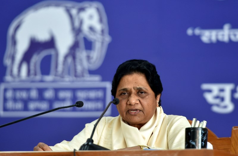 Mayawati addresses press conference in Lucknow