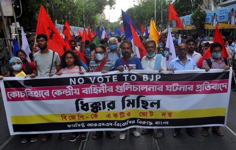 Protests in Kolkata against Sitalkuchi firing