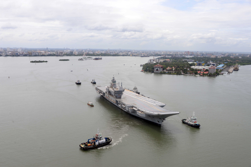 Aircraft Carrier Vikrant during sea trials