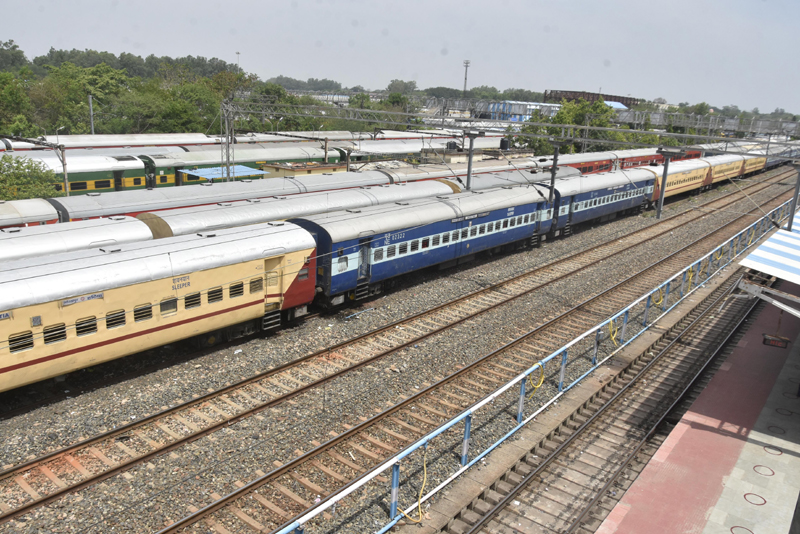 An arial view of Hatia railway station in Ranchi ahead of Cyclone Yaas