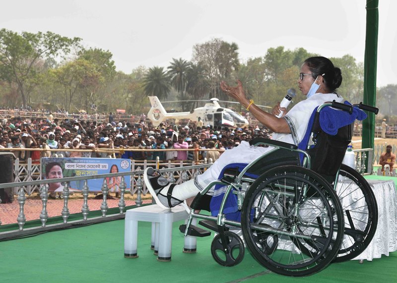 West Bengal Chief Minister Mamata Banerjee addresses election rally in Bankura district of West Bengal