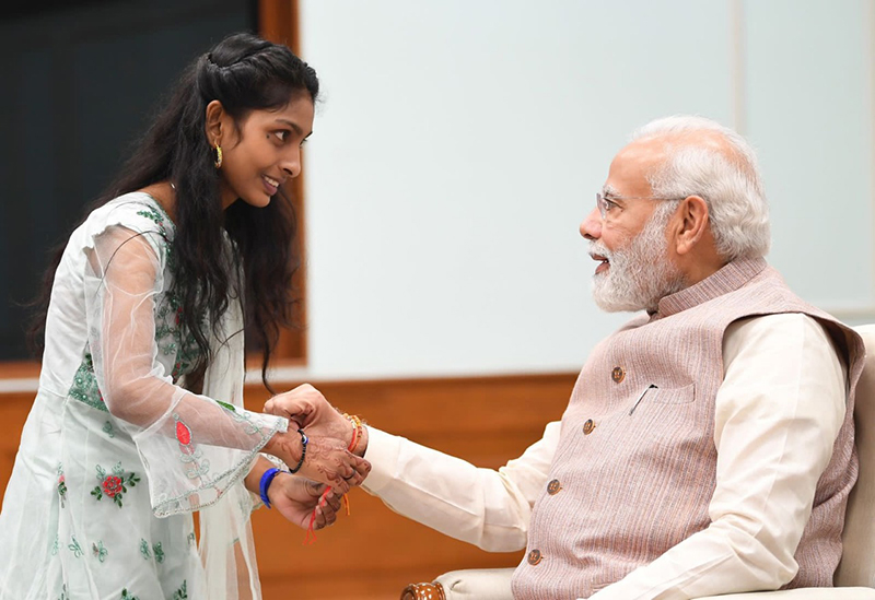 PM Modi celebrates Raksha Bandhan