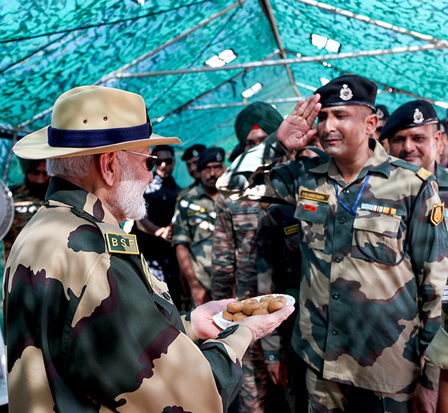 PM Modi celebrates Diwali with soldiers