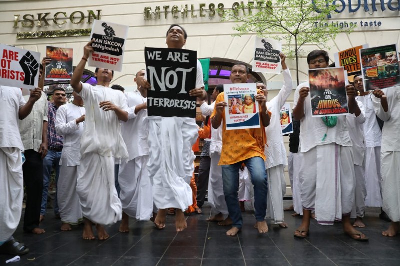 IN IMAGES: ISKCON members protest in Kolkata demanding release of arrested leader in Bangladesh