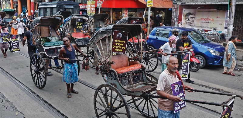 Rickshaw pullers demand justice for RG Kar victim in Kolkata