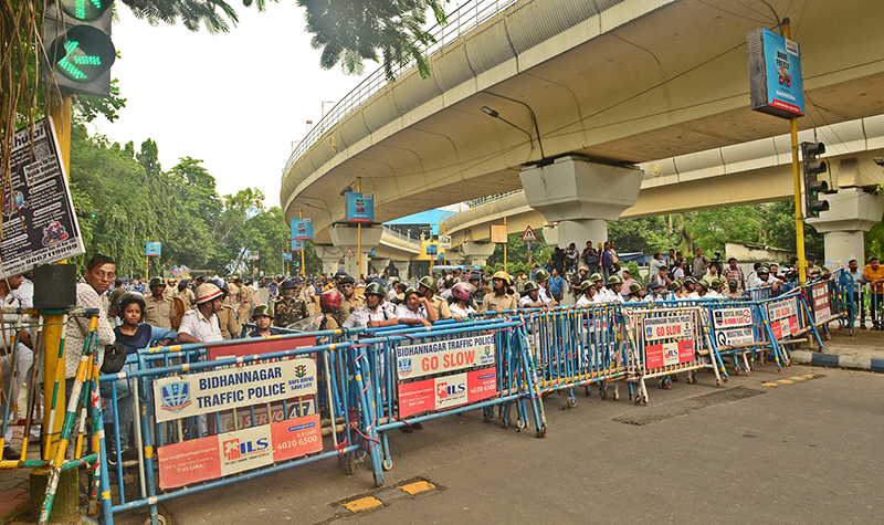 West Bengal BJP leaders lead protest march to Swasthya Bhawan demanding justice for RG Kar rap-murder victim