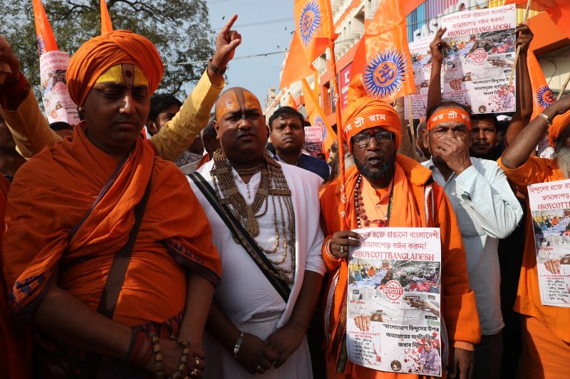 IN IMAGES: Hindu Jagran Manch holds protest march in Kolkata against ISKCON monk’s arrest in Bangladesh