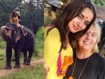 Amy Jackson celebrates Diwali at the elephant rehabilitation in Kerala