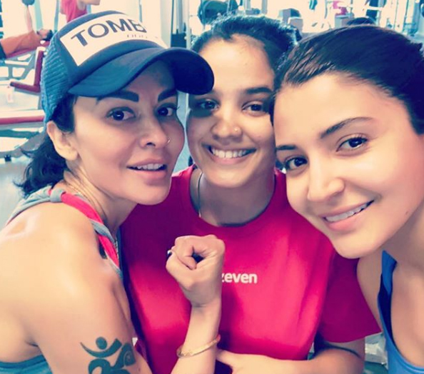 Anushka Sharma, Shikhar Dhawan's wife Aesha click image in gym