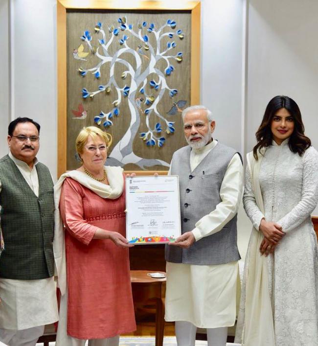 Priyanka Chopra meets Prime Minister Narendra Modi, shares image on social media