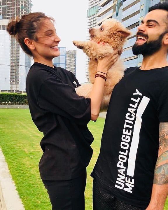 Anushka Sharma, Virat Kohli share candid image with puppy 