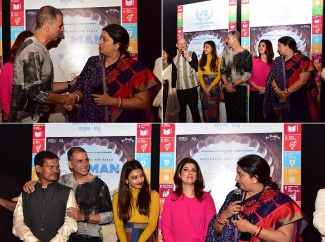 Smriti Irani participates in panel discussion on menstrual hygiene with Pad Man star cast