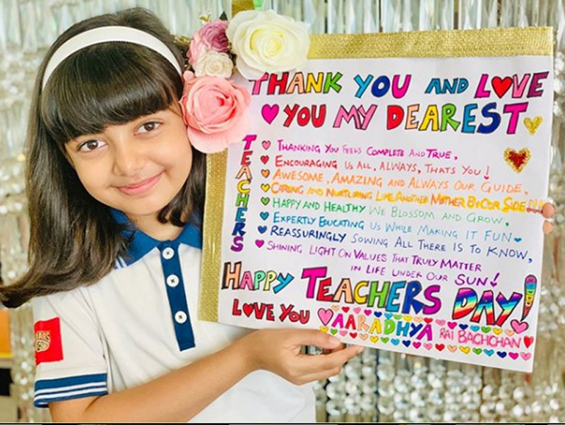 Aaradhya creates card for teachers, mommy Aishwarya Rai Bachchan shares it on Instagram