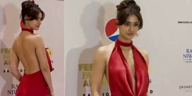 Disha Patani scorches award show in red backless gown