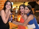 Suhana Khan, Ananya Panday, Shanaya Kapoor pose with IPL trophy after KKR register third title win