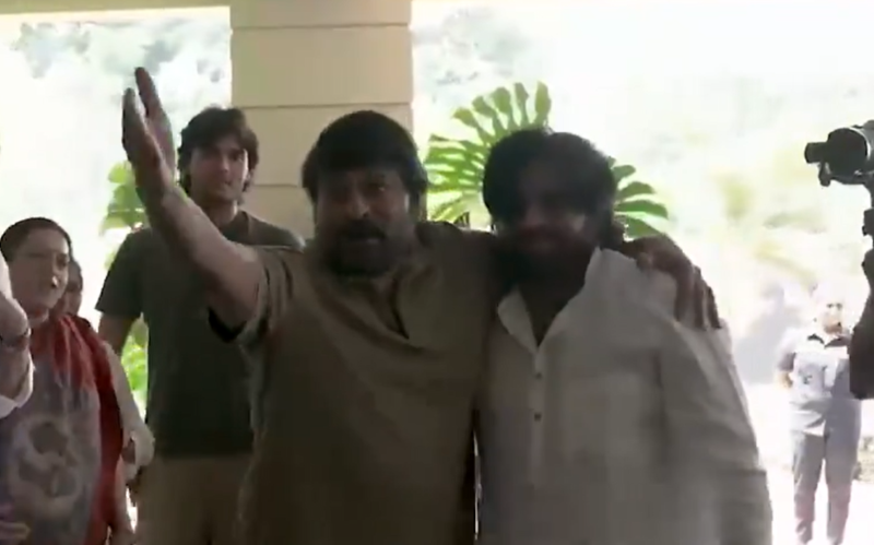 Pawan Kalyan bows down, touches brother Chiranjeevi's feet celebrating his political victory