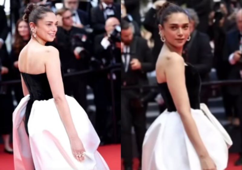 Aditi Rao Hydari returns to Cannes red carpet in style, opts for a monochromatic look