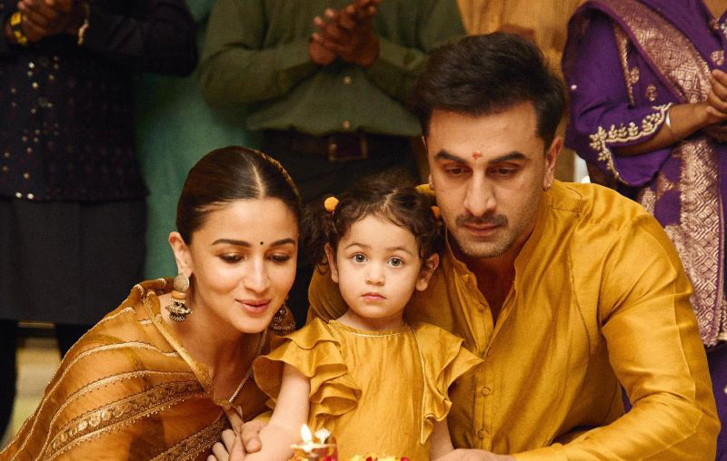 Ranbir Kapoor, Alia Bhatt twin with daughter Raha in Diwali celebration at home