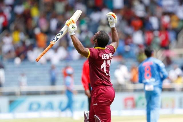 Evin Lewis' unbeaten 125 steer Windies to a victory against India in lone T20 match