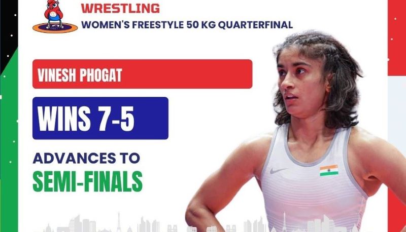 Indian wrestler Vinesh Phogat cruises to Olympic semi-final after registering two memorable victories