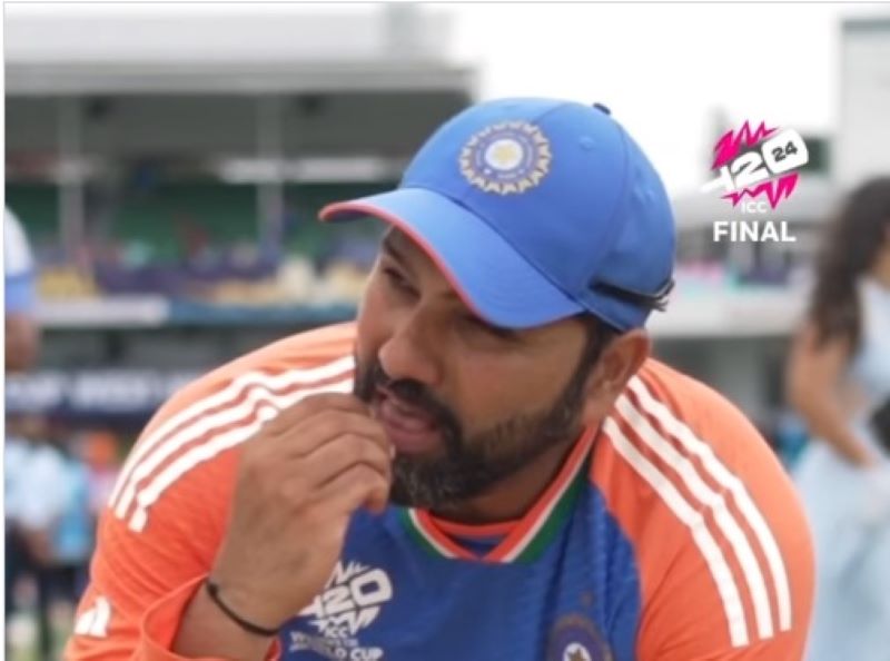 Rohit Sharma celebrates T20 World Cup victory by putting some dust from Barbados pitch in his mouth, video goes viral