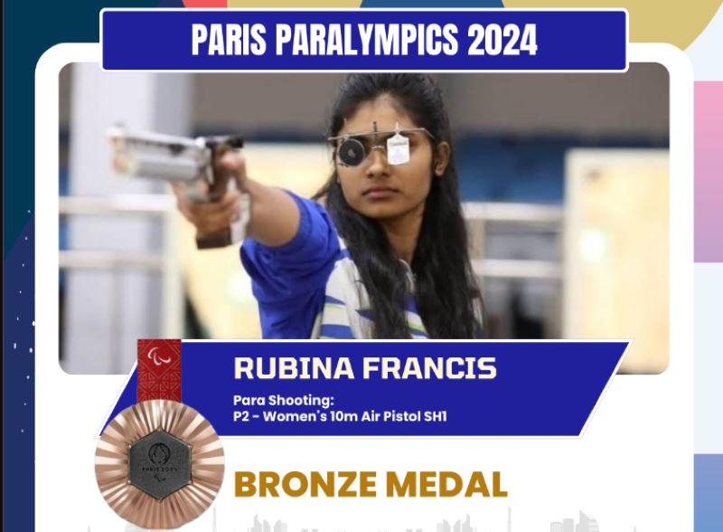 Rubina Francis bags bronze in 10m Air Pistol SH1, India's 5th medal in Paris Paralympics