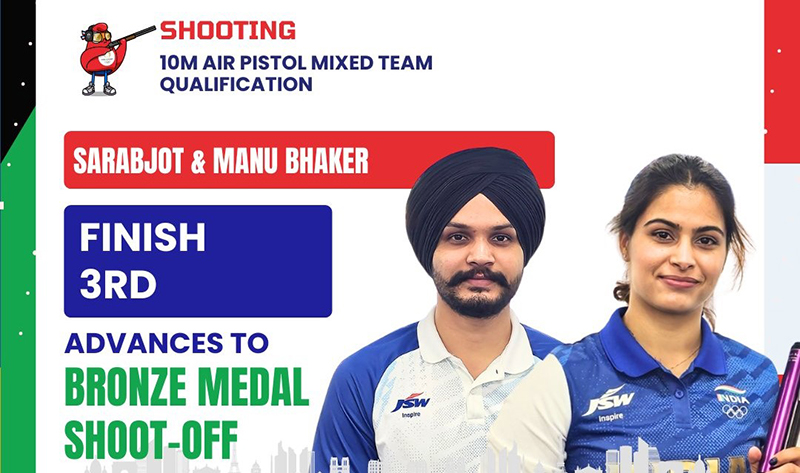 Paris Olympics: Manu Bhaker, Sarbajot Singh qualify for bronze medal match