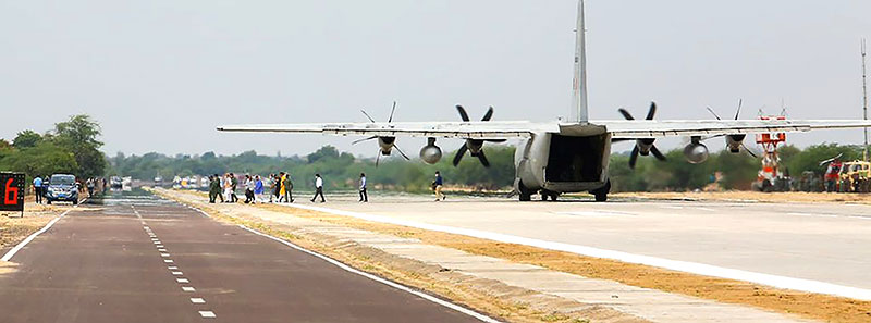 Union Ministers Rajnath Singh and Nitin Gadkari inaugurate Emergency Landing Facility in Rajasthan's Barmer dist