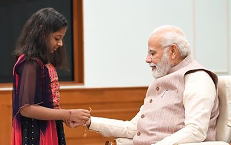 PM Modi celebrates Raksha Bandhan