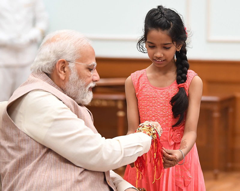 PM Modi celebrates Raksha Bandhan