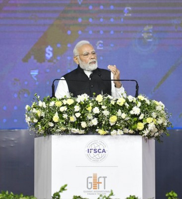 PM Modi addresses foundation stone laying ceremony of IFSCA Headquarters building in Gandhinagar