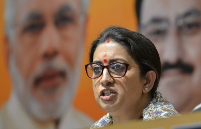 Smriti Irani addressing press conference at BJP Headquarters