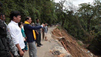 Assam CM visits Haflong, inspects landslide areas and relief camps