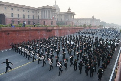 Rehearsal for Beating retreat in New Delhi