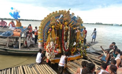 Adieu Maa Durga: Glimpses of idol immersion in Kolkata