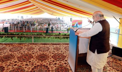 Amit Shah addresses inauguration of Khadi and Village Industries products in Assam's Tamulpur