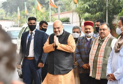 Amit Shah at BJP headquarters in New Delhi