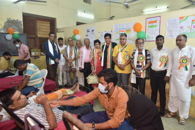 Voluntary blood donation camp organized by Geetesh Sharma Memorial Committee