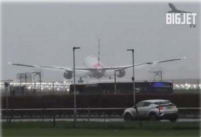 American Airlines flight makes 'insane landing' at London Airport amid Storm Gerrit