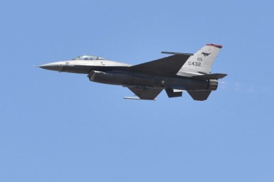 US Air Force's F-16 fighter jet displays manoeuvre at Bengaluru's Yelahanka air base during ongoing Aero India 2023