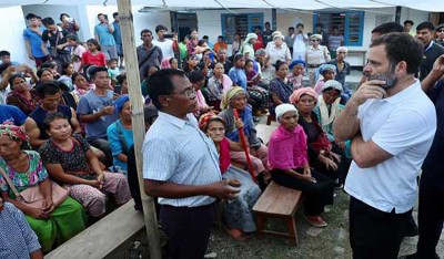 Rahul Gandhi meets displaced people in violence-hit Manipur's Moirang