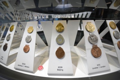 Olympic medals at display in Switzerland's International Olympic Museum